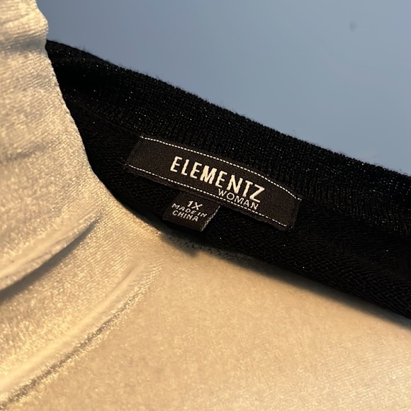 NWT- Elementz black Pearl and Diamond accents sweater/blouse $17 - Picture 7 of 9